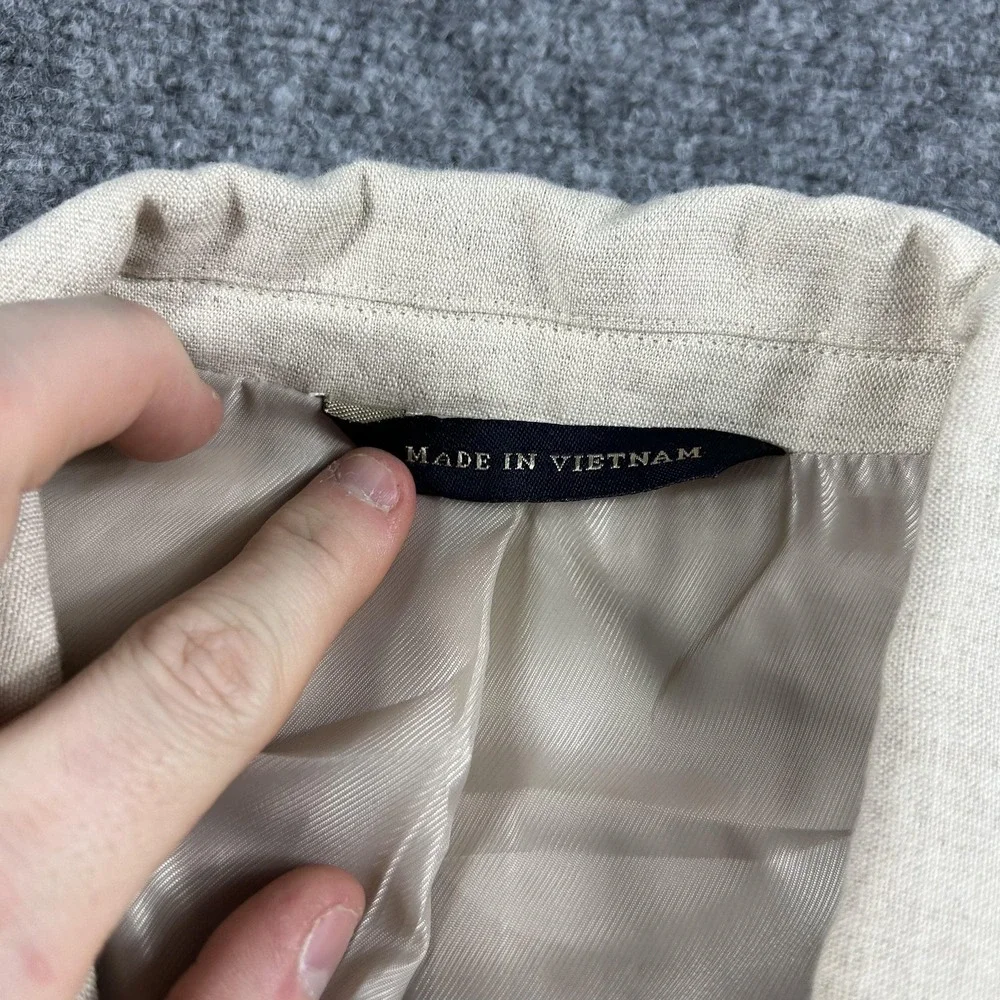 Banana Republic Blazer Mens 42R Beige Linen Cotton 3‎ Button Sport Coat Summer